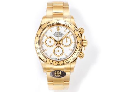 Rolex Daytona 904L Steel 40mm Ceramic Bezel Platinum Markers White Face YG Oyster Band Watch